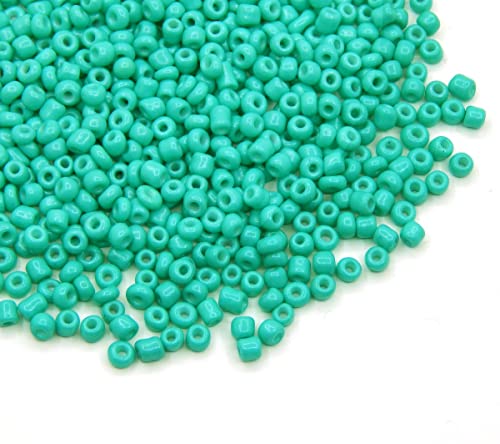 Perlin Glass Seed Beads 3mm 8/0 Round Mini Small Pony Beads 3300pcs for Making Earrings Bracelets Pendants Waist Jewelry DIY Handmade Opaque Color Kit (Turquoise, 2,6 mm ~ 3 mm) - color: Turquoise