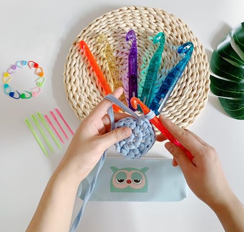 Large Crochet Hooks,25mm 20mm 18mm 15mm 12mm Crochet Hooks for Chunky Yarn,Huge 12 mm-25 mm Crochet Hook - color: multicolored