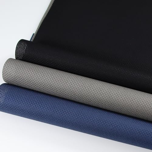KCS 3 pc of 12" x 18"(30cmx45cm) 14CT Counted Cotton Aida Cloth Cross Stitch Fabric (Navy Blue+Dark Grey+Black) - color: Navy Blue+dark Grey+black