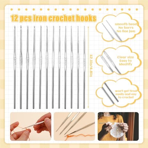 IMZAY 54 Pcs Crochet Hooks Set, 0.6mm-6.5mm Crochet Needles for Yarn - color: Purple, size: 54 Pcs
