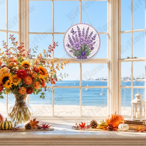 Eiflow Hanging Pearl Art Kits for Adults, Diamond Art Pearl Purple Flower - color: Pearl Flower