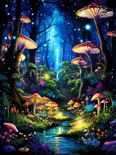 Glow Forest Cross Stitch Kits, Embroidery Starter Kit for Adult Beginners, 11CT Cross-Stitch Patterns Dimensions Kit Arts，Needlepoint Kit Crafts for Home Decor 15.7x11.8 inch - color: T008