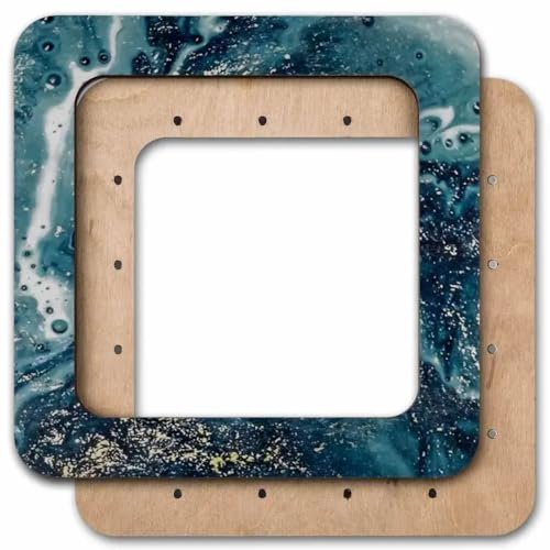 Magnetic Embroidery Hoop Big – 5.5"x5.5" Inner Size, Square Wooden Hoop for Plastic Canvas & Perforated Paper, Celadon Blue | FLMP‑010 - color: Celadon