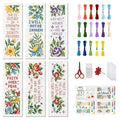 FREEBLOSS 6 Set Cross Stitch Bookmark Kits Flowers 8 * 2.4inch - style: Floral Text
