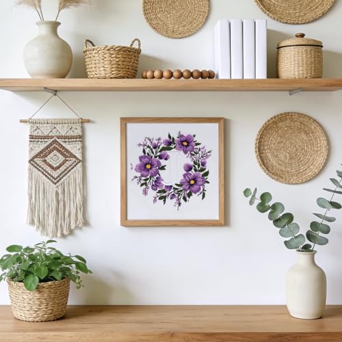 Zerzsy 7.87 '' Embroidery Kits Plant Flower Leaf English Letter Patterns for Beginners Adults, Easy to Learn Cross Stitch Kit for Home Office Decor - color: Letter J