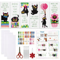 ORIGACH 6 Pack Black Cat & Inspirational Quotes Cross Stitch Kit - style: Black Cats & Quotes