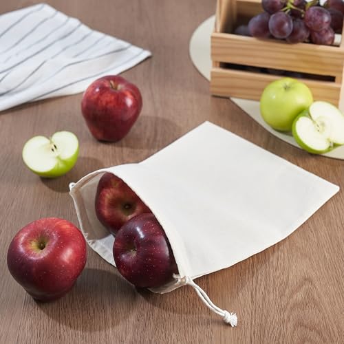 PALTERWEAR 100% Cotton Drawstring Bags 10‑Pack 9x12 Lightweight 70 GSM Muslin Pouch Set | Reusable Gift, Craft, Pantry, Travel Storage | Double Drawstring (Natural Beige, 9 x 12 Inches) - size: 9 x 12 Inches