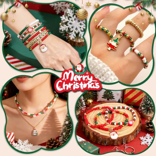 Redtwo Christmas Bracelet Making Kit, 4mm Glass Beads for Jewelry Making - size: 4mm-2100