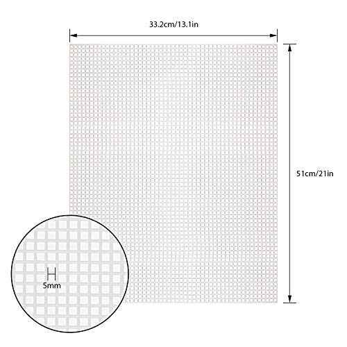 YOUNTHYE 10 PCS 5 Count Plastic Canvas Sheets, 21 x 13.1 Inch Large Hole Plastic Mesh Canvas for Acrylic Yarn, Embroidery Practice, Needlepoint, Crochet, DIY Crafts and Custom Cutting Projects - size: 5count