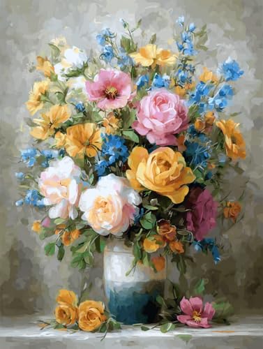 Moohue 14 ct Counted Cross Stitch Kits for Adults Flowers Cross Stitch Patterns Stamped Printed Cross Stitch Kits (Flowers 12) - color: Flowers 12