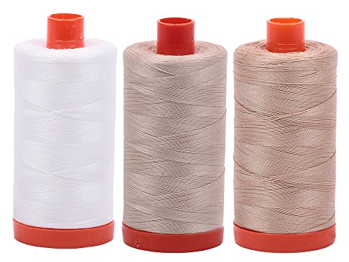 Bundle of Aurifil 50wt Egyptian Cotton Thread, Large 1422 yard Spools, with and without Aurifil Empty Thread Case 12 Spool Capacity (3 Spool Bundles, 2021 2312 2314) - color: 2021 2312 2314