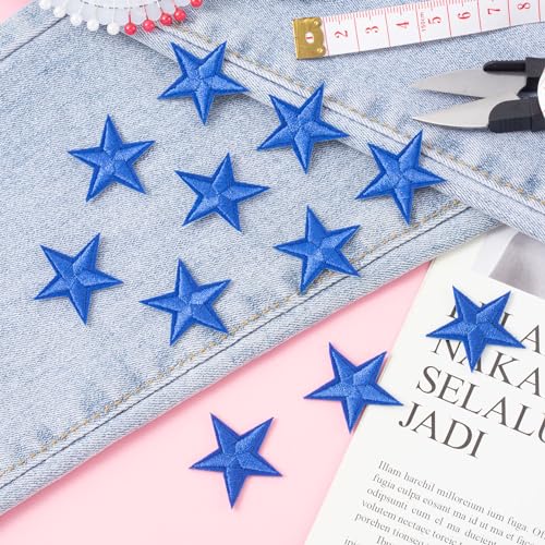 PAGOW 30 Pcs Star Iron on Patch, 1 Inch Sew on Star Embroidered Patches - color: 30 Blue