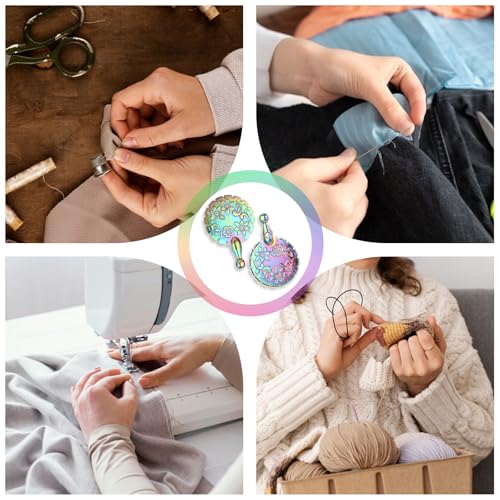 2 PCS Yarn Cutter Pendants Thread Cutter Pendants, Vintage Metal Yarn Cutters Thread Snips Round Floral Design Craft Cutting Tools Sewing Scissors for DIY Sewing and Knitting (Dazzle Color)