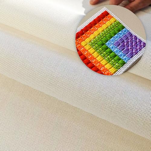 Needlepoint Canvas, 13-Mesh, 20" X 17", Beige Needlepoint Canvas Embroidery Blank Cloth - color: Beige 13-mesh
