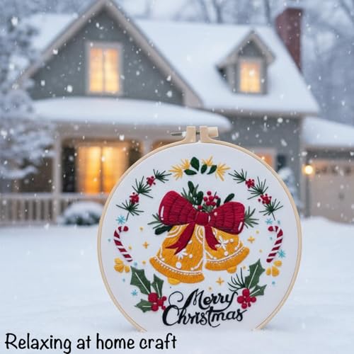 Nalexmi 3 Sets Christmas Embroidery Kits, Snowman, Santa, Jingle Bell - color: christmas