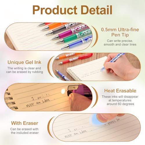 PATIKIL 3Pack Erasable Gel Pens with 50 Refills & 2 Erasers, 0.5mm Heat Erasable Pens for Fabric Red Ink Fabric Markers for Sewing Quilting Planner Writing - color: Red