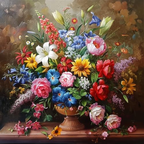 Moohue 14ct Counted Stamped Cross Stitch Kits for Adults Printed Cross Stitch Patterns Art Crafts Cross Stitch Supplies (Flowers 14) - color: Flowers 14