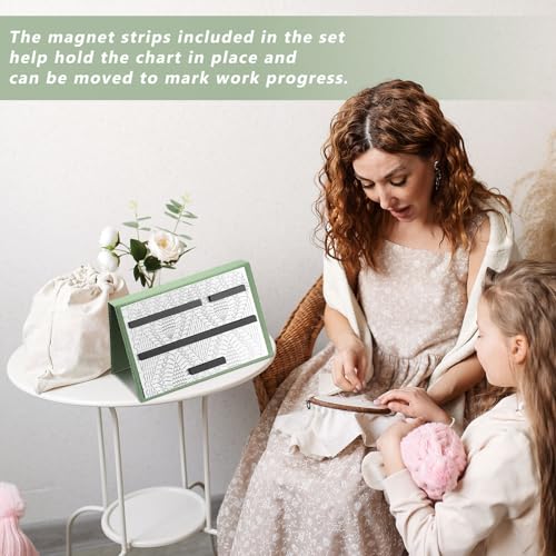 Flutesan 1 Pcs Knitting Pattern Holder, Fold up Cross Stitch Knitting Chart Keeper with Replacement Magnets, Magnetic Cross Stitch Accessories (Folded Size 6.1 x 9 Inch,Sage Green) - color: Sage Green, size: Folded Size 6.1 x 9 Inch
