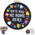 Nuberlic Embroidery Kit for Beginners - LGBT Love Pattern Adults Starter Cross Stitch Kit DIY Needlepoint with Hoop, Pre-Printed Fabric, Threads & Step-by-Step Guide - color: LGBT