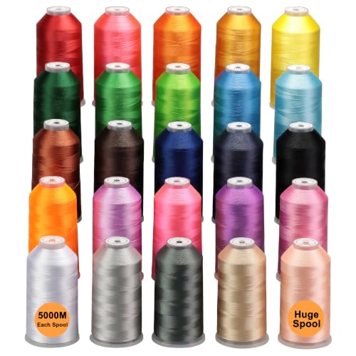 New brothread 25 Basic Color Huge Spool Polyester Embroidery Machine Thread - color: 25 Colors