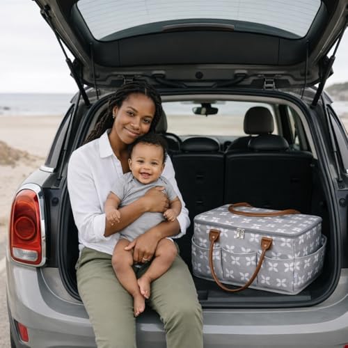 Moteph Diaper Caddy with Changing Mat, Large Baby Diaper Caddy Organizer with Lid, Portable Organizer Basket for Baby Essentials, Roll-Up Lid, Built-In Changing Mat Pocket - style: With Changing Mat