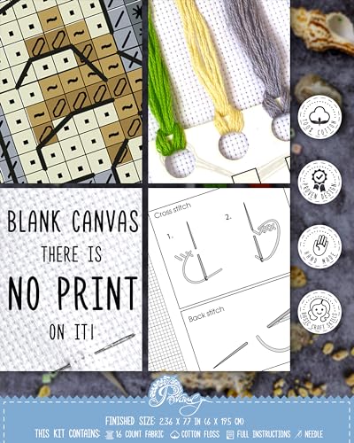Povitrulya Counted Cross Stitch kit Dig Up A Good Book - Embroidery Set for DIY Bookmark with 16 Count Blank Aida Fabric, Paper Pattern and presorted Floss - color: Dig Up A Good Book