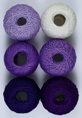 KCS Mercerized Pearl Cotton Thread Size 8 Crochet Needlework Embroidery Threads Ball (6, 11) - color: 11