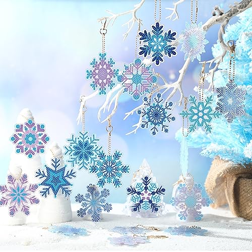 Tondiamo 20 Pcs Snowflake Diamond Painting Keychain Kits - style: Snowflake Style