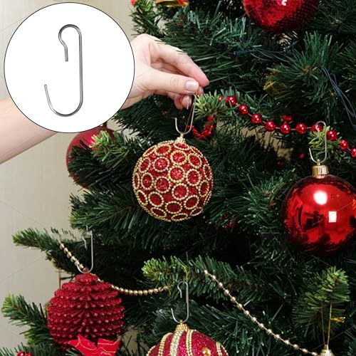 120PCS 1.18Inch Christmas Ornament Metal Hooks, Silver Bendable Hanging Hook for Christmas Tree Decoration, Party, Festival Activity, Holiday - style: Silver-Conventional style