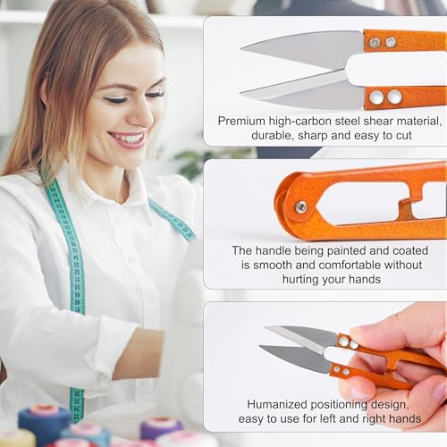 9 Pcs Sewing Scissors Thread Snips, 4.1 Inch Yarn Snips, High-Carbon Steel, Thread Cutter Scissors for Stitch, Knitting, Mini DIY Supplies, Crafts - color: Grey/Pink/Orange