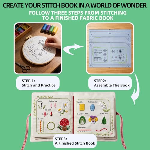 Herdiese Embroidery Stitch Book Kit for Beginners with 32 Stitches