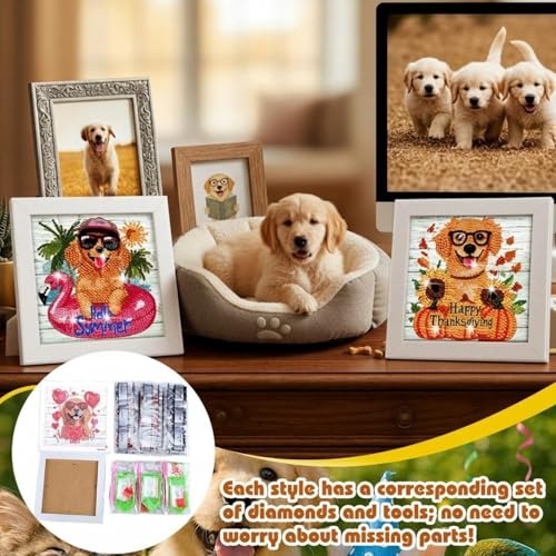 Trandraft 13 Pcs Dogs Holiday Small Diamond Art Kits for Adults Craft DIY - style: Dog Style