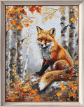 Leczany Cross Stitch Stamped Kits Patterns Craft Kit Needlepoint Full Range of Embroidery Starter Kits Beginners for DIY 11CT 3 Strands | Fox and Maple Trees 13.4×17.7 inches - color: 11CT Stamped kits,Fox and Maple Trees 13.4×17.7 inches
