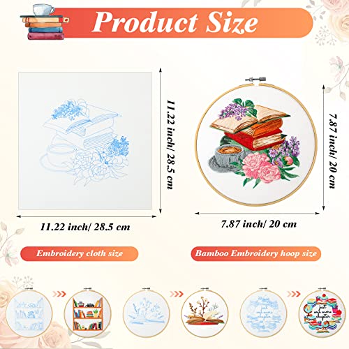 Unittype 4 Set 8'' Book Flower Embroidery Kits for Beginner Adult, Classic - style: Classic