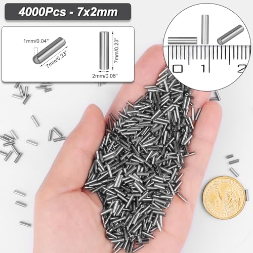 4000 Pcs Metallic Silver Glass Bugle Beads, 2 x 7 mm Embroidery Beads, Small Long Tube Seed Beads for Embroidery Craft Jewelry Making - color: Metallic Silver