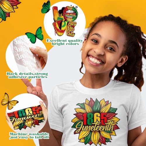 Tellingyou 36 Sheets Juneteenth Iron on Transfer Juneteenth Month Patches Dtf Ready to Press Vinyl Red Green Black Iron on Patch Embroidered for T Shirt Jacket Pillow Covers Backpack Hoodies DIY Decor - style: Black History Month