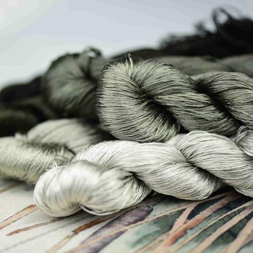 Natural Silk Thread – 6 Colors, 110m Each, Hand-Dyed Premium Silk Floss for Fine Embroidery, Needlepoint, and Handcrafts - color: 02