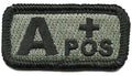 Tactical Blood Type Patch Type A Positive 1"x2" - Silver/Black