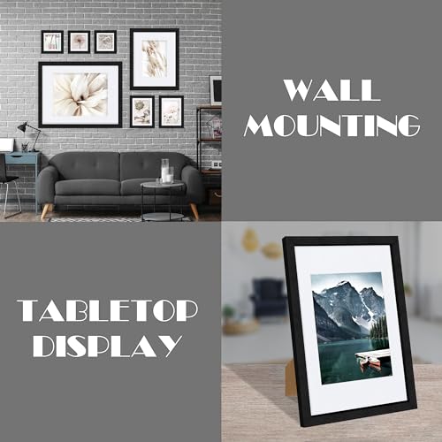 Hongkee 8x12 Black Picture Frames set of 3, Made of Wooden and Glass Photo frame - Displays 6x8 Picture with Mat or 8 x 12 Poster without Mat, Desktop & Wall Collage Frame set - color: Black, size: 8x12 in
