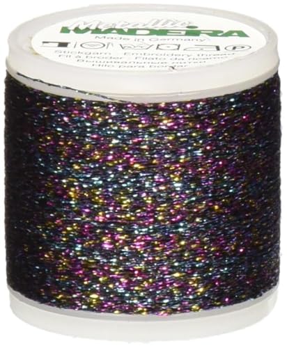 Madeira 9842-270 Metallic Nylon/Polyester Embroidery Thread, 40wt/220 yd, Black/Blue/Gold/Pink - color: Black/Blue/Gold/Pink