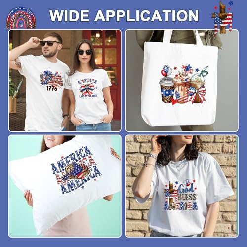 Dtf Transfers Ready to Press - 20Pcs American Flag Iron on Transfers for Tshirts, Independence Day Patriotic Iron on Decals Patches, 4th of July USA Heat Transfer for DIY Clothing Pillows Bag - color: American Flag422