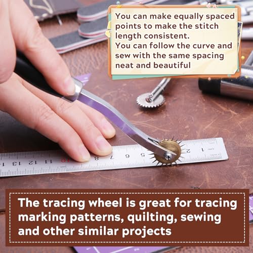 JNENERY 4PCS Tracing Wheel, Stainless Steel Stitch Marking Spacer