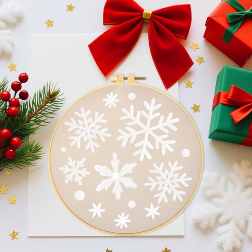 ORIGACH 8 Pcs DIY Christmas Snowflakes Embroidery Kit for Beginners - style: Snowflakes