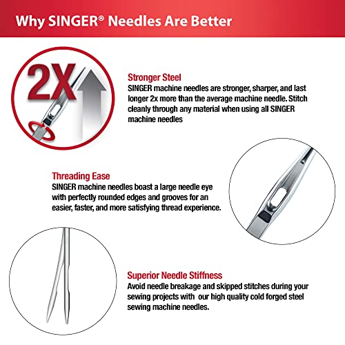 SINGER Universal Regular Point Machine Needles, Assorted Sizes, 20 Count - style: Universal