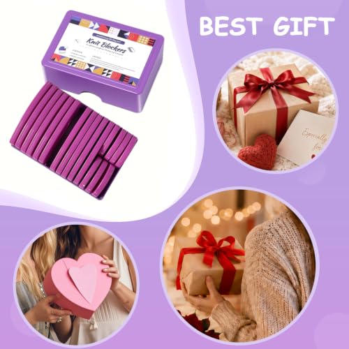 20Pcs Knit Blockers Pins Kit, Knit Blocking Combs for Crochet Knitting Blocking Board Mats, Crochet Blocking Pins for Crochet Projects Sewing Lace Needlework Projects Tool-Purple - color: Purple