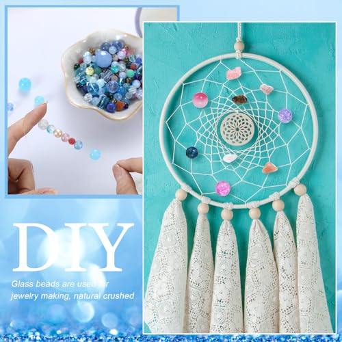 Sureio 1300 Pcs Glass Beads Bulk for Jewelry Making 0. 9 Pounds,Ocean Blue - color: Ocean Blue