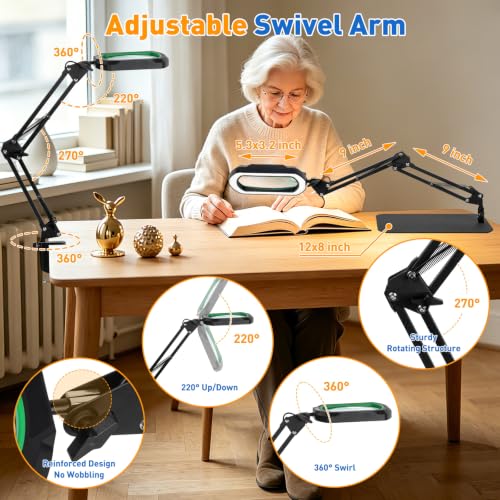 12X Square Magnifying Glass with Light and Stand, 2-in-1 Hands-Free - size: 12X