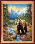 Dooxvey Cross Stitch Kit for Adults Beginners - Stamped Needlepoint Embroidery Pattern, Forest Bear 16x20 Inch, 11CT, Artpattern36 - color: Artpattern36