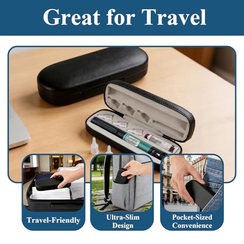 Insulin Pen Case, Portable Travel Cooler for Diabetic Supplies - color: Black