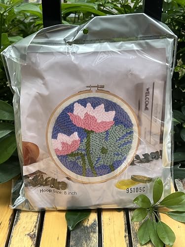 Meoe&heome Punch Needle Kit for Beginners, DIY Embroidery Set with 20+ Patterns(Pink Lotus) - color: Pink Lotus
